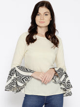 Load image into Gallery viewer, Ikat Printed bell sleeve boat neck top