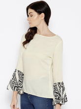 Load image into Gallery viewer, Ikat Printed bell sleeve boat neck top