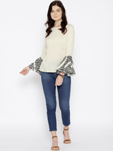 Load image into Gallery viewer, Ikat Printed bell sleeve boat neck top