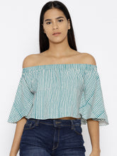 Load image into Gallery viewer, Off shoulder Striped crop top