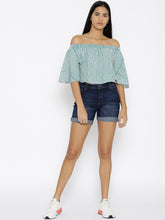 Load image into Gallery viewer, Off shoulder Striped crop top