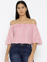 Load image into Gallery viewer, Off shoulder Striped crop top