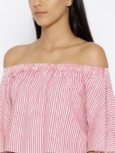 Load image into Gallery viewer, Off shoulder Striped crop top
