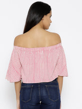 Load image into Gallery viewer, Off shoulder Striped crop top