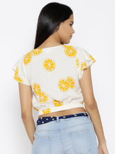 Load image into Gallery viewer, Over lap lemon printed crop top