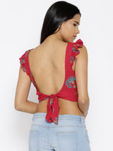 Load image into Gallery viewer, Back tie up Printed Crop Top