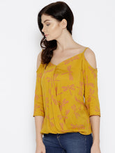 Load image into Gallery viewer, Cold Shoulder overlap printed Top