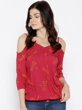 Load image into Gallery viewer, Cold Shoulder overlap printed Top