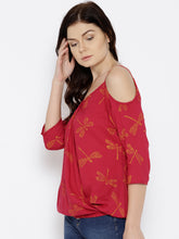 Load image into Gallery viewer, Cold Shoulder overlap printed Top
