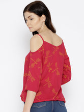 Load image into Gallery viewer, Cold Shoulder overlap printed Top