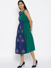 Load image into Gallery viewer, Ikat Print Midi Dress with overlap neck