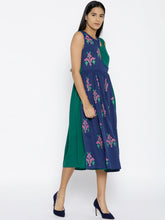Load image into Gallery viewer, Ikat Print Midi Dress with overlap neck