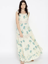 Load image into Gallery viewer, Floral printed maxi dress with lace inserts