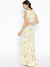 Load image into Gallery viewer, Floral printed maxi dress with lace inserts