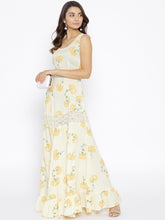 Load image into Gallery viewer, Floral printed maxi dress with lace inserts