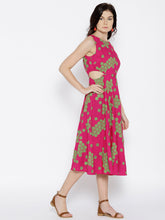 Load image into Gallery viewer, Geometric print skater dress with side cut out