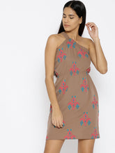 Load image into Gallery viewer, One shoulder elastic Ikat printed dress