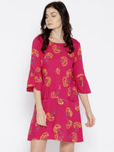Load image into Gallery viewer, Bell sleeve Printed dress with front pockets