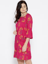 Load image into Gallery viewer, Bell sleeve Printed dress with front pockets