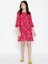 Load image into Gallery viewer, Bell sleeve Printed dress with front pockets