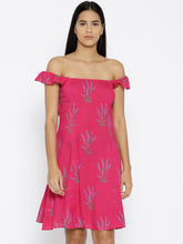 Load image into Gallery viewer, Off shoulder Skater Dress with Floral Print