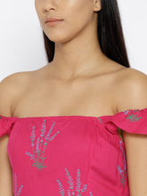 Load image into Gallery viewer, Off shoulder Skater Dress with Floral Print
