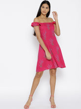 Load image into Gallery viewer, Off shoulder Skater Dress with Floral Print
