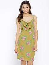 Load image into Gallery viewer, Front Tie Knot Rose print Mini Dress