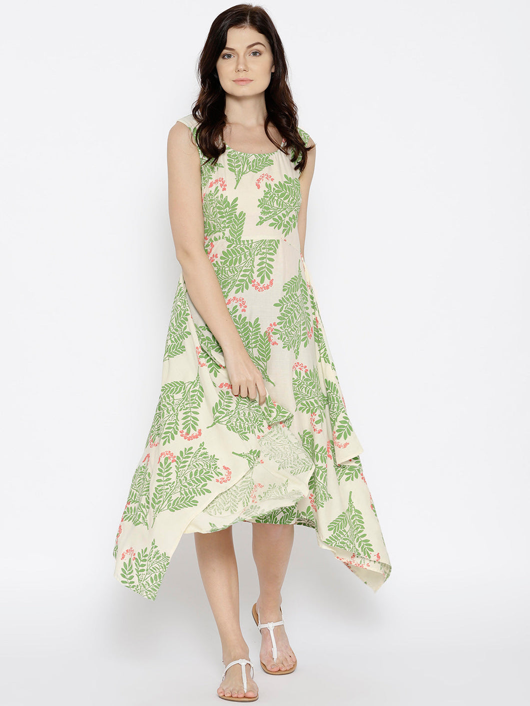 Hankerchief hem printed dress