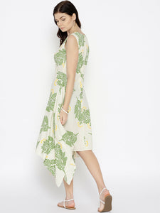 Hankerchief hem printed dress