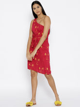 Load image into Gallery viewer, One shoulder overlap cross tie Printed Dress