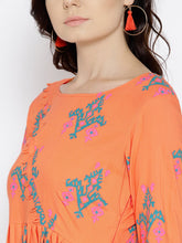 Load image into Gallery viewer, Midi dress with ikat print and balloon sleeve