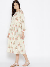 Load image into Gallery viewer, Midi dress with ikat print and balloon sleeve