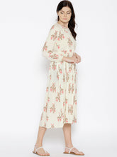 Load image into Gallery viewer, Midi dress with ikat print and balloon sleeve