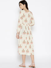 Load image into Gallery viewer, Midi dress with ikat print and balloon sleeve