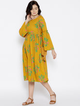 Carica l'immagine nel visualizzatore Galleria,Foral Print Midi Dress with bell sleeve