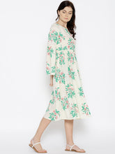 Carica l'immagine nel visualizzatore Galleria,Foral Print Midi Dress with bell sleeve