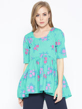 Load image into Gallery viewer, Floral printed top with flare