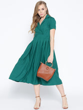 Load image into Gallery viewer, Box Pleated Midi Dress with collar