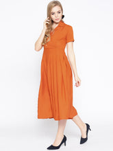 Load image into Gallery viewer, Box Pleated Midi Dress with collar