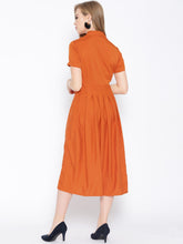 Load image into Gallery viewer, Box Pleated Midi Dress with collar