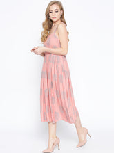 Load image into Gallery viewer, Strappy Box pleate Midi dress with front buttons