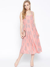 Load image into Gallery viewer, Strappy Box pleate Midi dress with front buttons