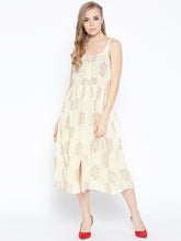 Load image into Gallery viewer, Strappy Box pleate Midi dress with front buttons