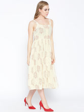 Load image into Gallery viewer, Strappy Box pleate Midi dress with front buttons