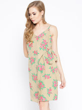Load image into Gallery viewer, Overlap Rose Printed Dress with side tie up