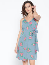 Load image into Gallery viewer, Overlap Rose Printed Dress with side tie up