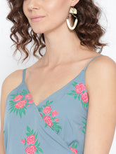 Load image into Gallery viewer, Overlap Rose Printed Dress with side tie up