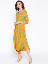 Load image into Gallery viewer, Front Cowl Midi Dress with Rose print