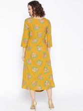 Load image into Gallery viewer, Front Cowl Midi Dress with Rose print